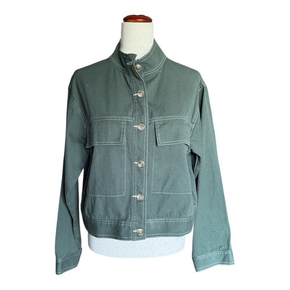 Ten Sixty Sherman Jacket Women's Size XS Green Crop Canvas Pockets Military - Picture 1 of 9
